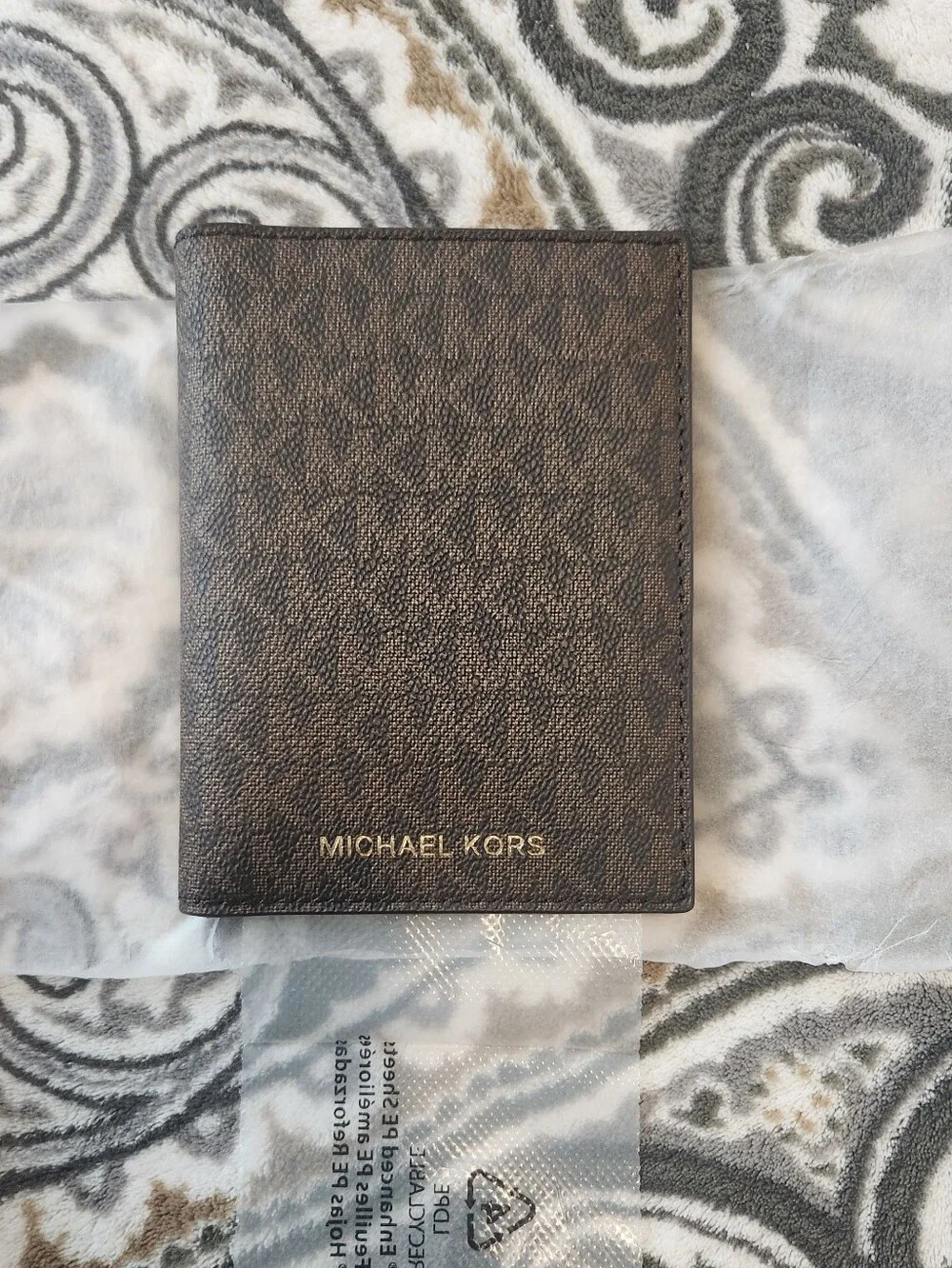 Michael Kors Dark Brown Textured Leather Card & Passport Holder